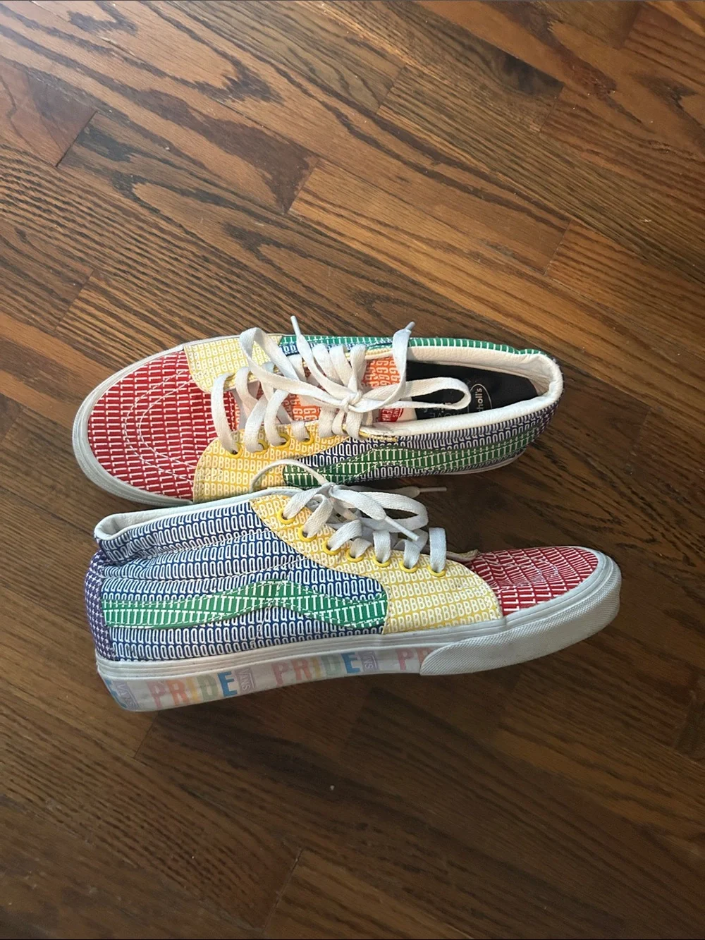Vans Multicolor Patchwork Low Top Sneakers - Red, Yellow, Green, Blue